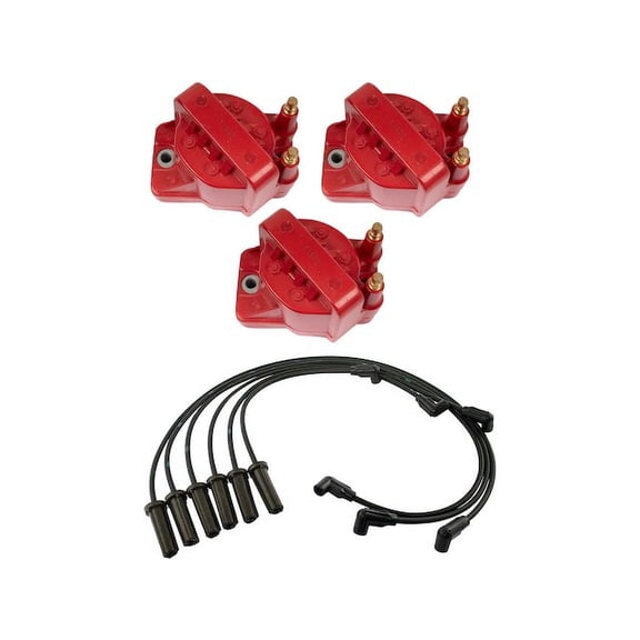 Ignition Coil and Spark Plug Wire Set 4 Piece - Compatible with 1999 - 2005 Buick LeSabre 2000 2001 2002 2003 2004