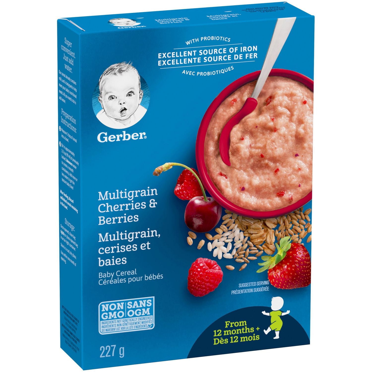 Céréales pour bébés GERBER® Étape 4 Multigrains avec cerises et baies 227 g 227 GR