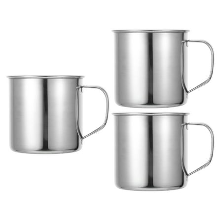 WHAMVOX 4Pcs Stainless Steel Camping Mug with Vacuum Insulation for Coffee Milk Juice Tea and Other Cold or Hot Drinks in Silver