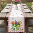 thumbnail image 4 of Spring Easter Table Runner 72 Inches, Colorful Tulip Floral Eggs Pink Plaid Bed Runner Dresser Scarves Tabletop for Indoor Outdoor Parties/Ceremony/Banquet, 14" x 72", 4 of 8