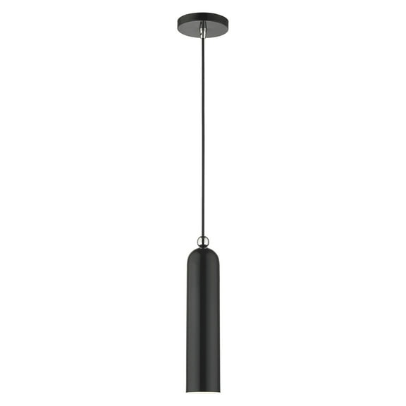 46751-68 Livex Lighting Ardmore - 1 Light Pendant in Mid Century Modern Style - 5.13 Inches wide by 16.5 Inches high-Shiny Black Finish