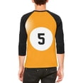 thumbnail image 2 of Halloween Billiard Pool Ball Five Costume All Over Mens Raglan T Shirt White-Black MD, 2 of 2