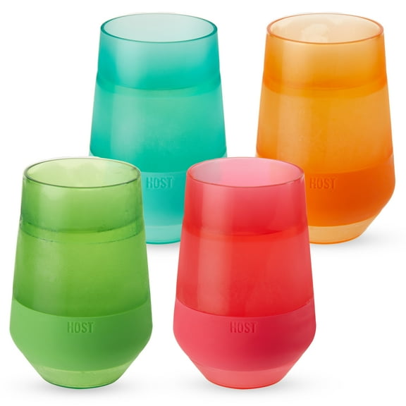 Host Freeze XL Wine Glasses, Insulated Tumbler, 12oz Set of 4, Vivid Tinted