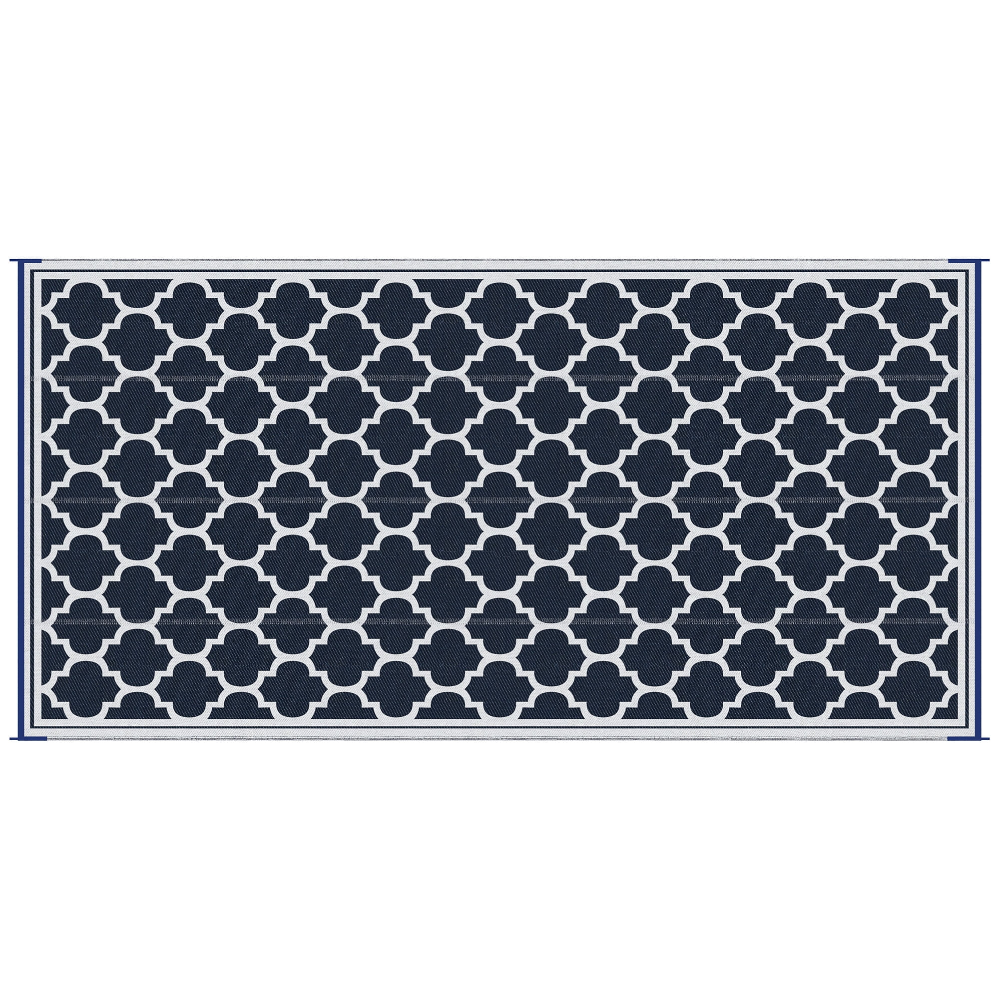 Outsunny Outdoor Rug, 9' x 18' Plastic Rug, Blue & White