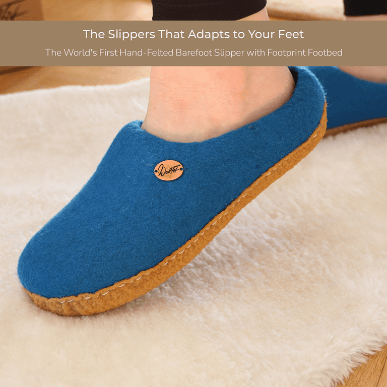 WoolFit - Footprint: Hand-Felted Wool Slippers with Footbed for Extreme Comfort | Slip-On House Slippers for Women & | Slip-Resistant, Washable Slippers | Whisper | Indoor/Outdoor Use -