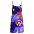 thumbnail image 6 of Summer Saving Wycnly Jumpsuits for Women Dressy Vacation Baggy Short Overalls Casual Pocket Strap Jumpsuits Summer V-Neck Sleeveless Floral Print Mini Trendy Rompers Purple xl, 6 of 7