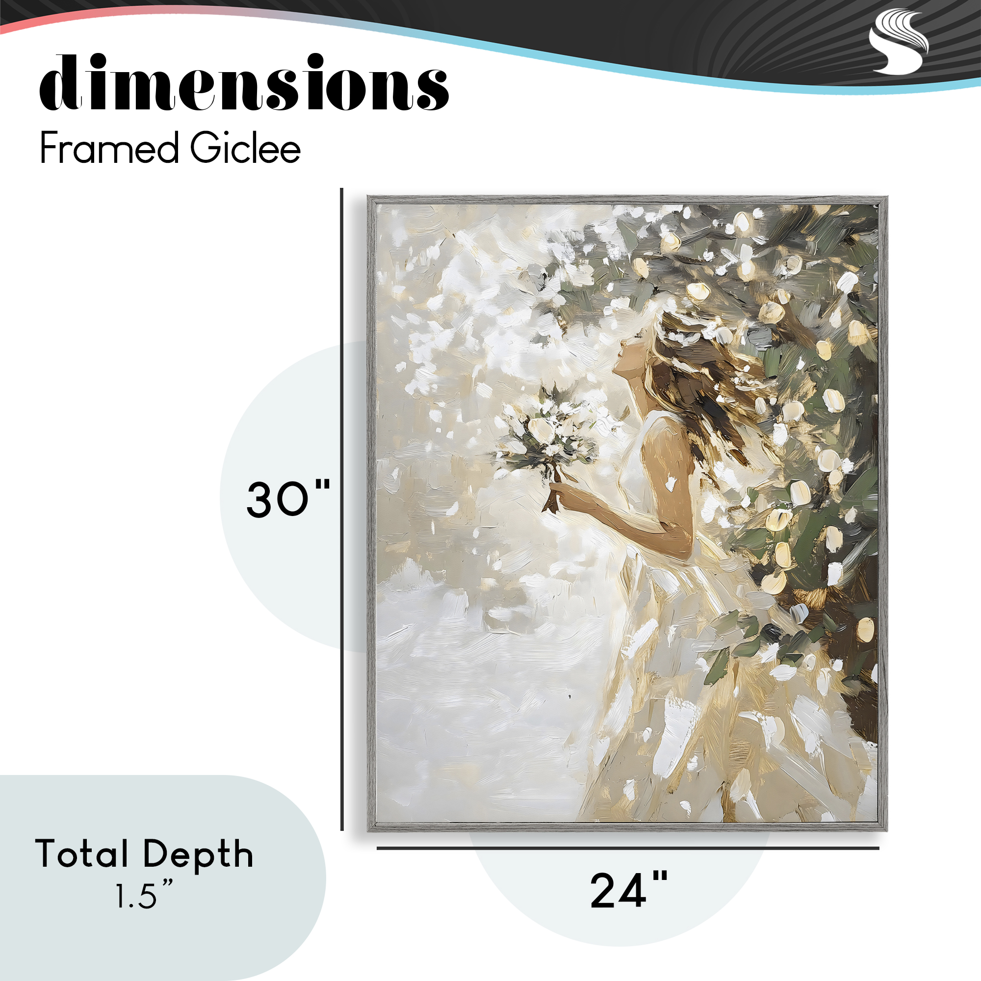 Soft White Snow Flurry Gray Framed Giclee Art, design by LSR Design Studio