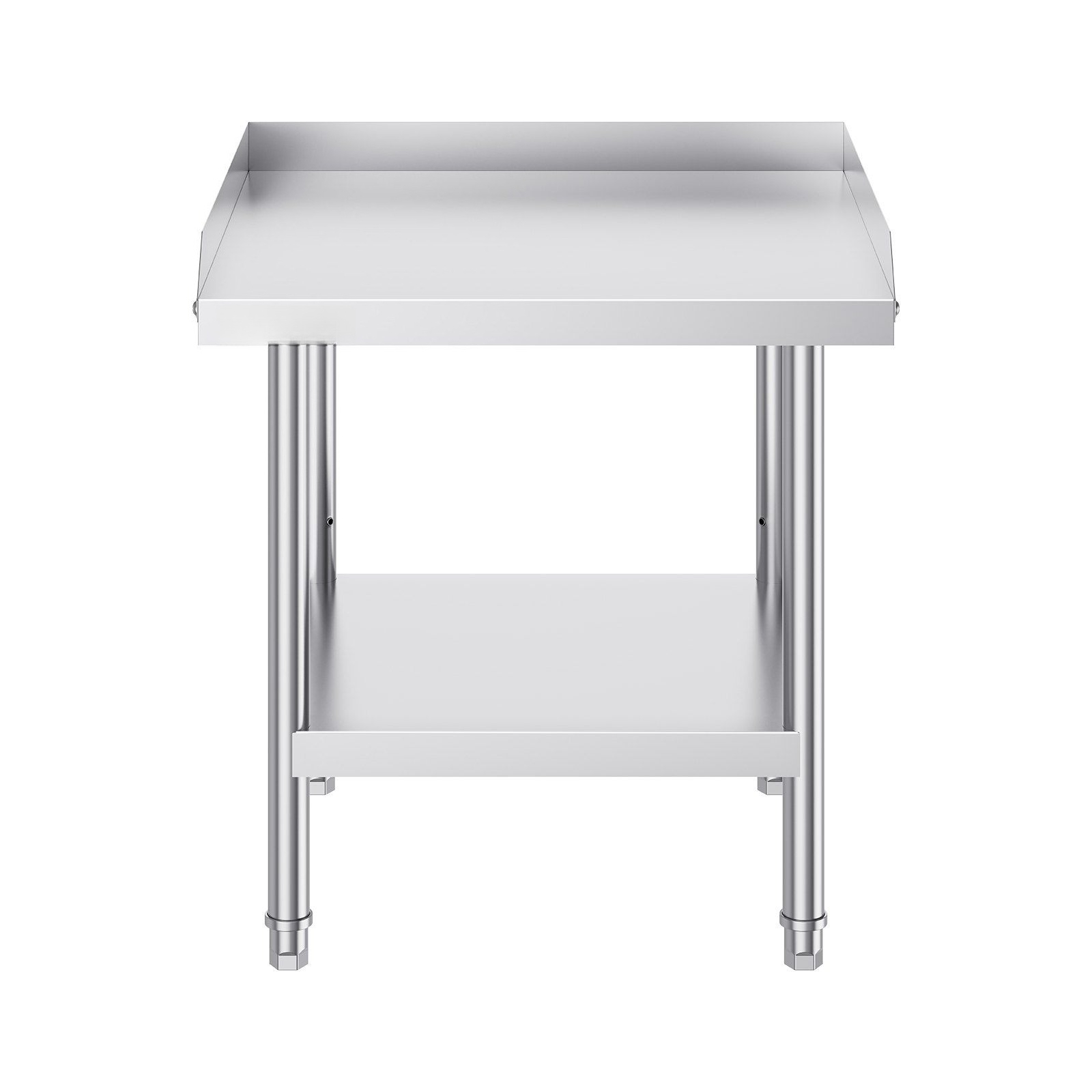 CAFORKP Heavy-Duty Stainless Steel Worktable, 24x24x26" w/ Adjustable Height & 3-Sided Backsplash