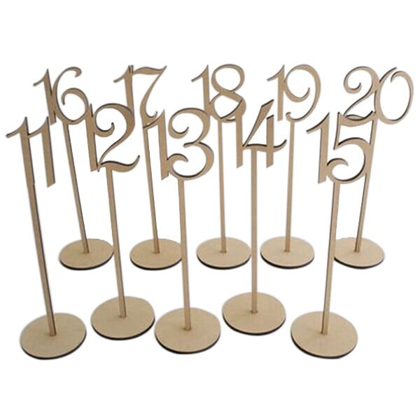 1-20 wooden shape table numbers stick set with base wedding party decoration 