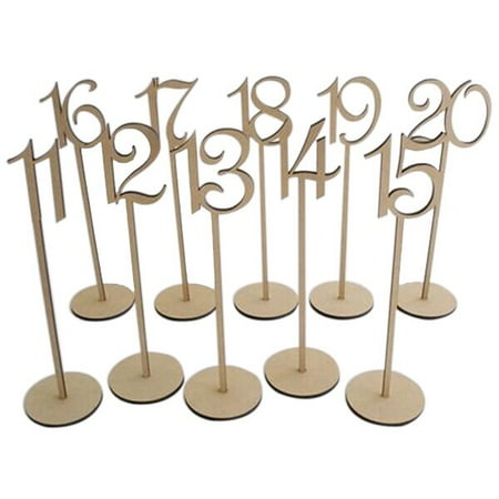 Download 1-20 Wedding or Home Decoration Wooden Table Numbers with Holder Base (Wood Color), 20pcs Pack ...