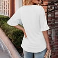 thumbnail image 6 of Olyvenn Fashion Ruffle Short Sleeve Tops for Women V Neck Henley Short Sleeve Dressy Casual Shirts Loose Button Pleated Blouses Tunic White S, 6 of 9