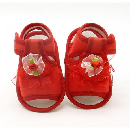 

GYRATEDREAM Baby Girls Sandals Summer Flowers Cotton Infant Toddler First Walkers Princess Shoes 0-18 Months