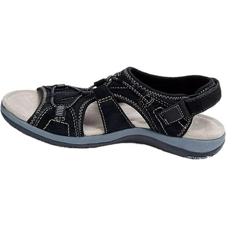 

XWQWJH Women s Summer Round Toe Breathable Casual Oversized Flat Bottomed Beach Sandals Sandal
