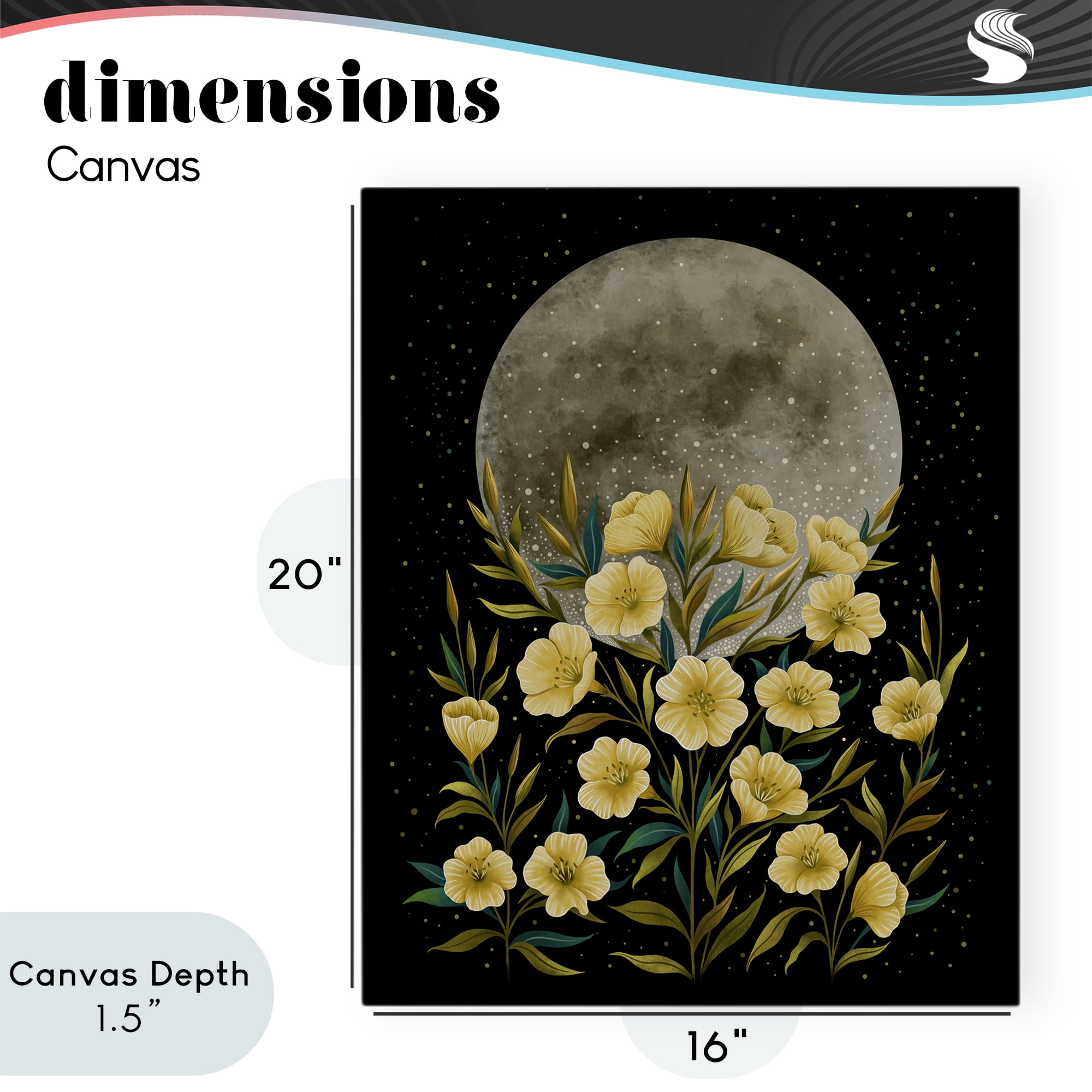 Stupell Industries Moon Greeting Yellow Flowers Canvas Wall Art, design by Episodic Drawings