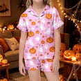thumbnail image 2 of SJLDQY Halloween Girls Pajama Sets Button Down Short Sleeve Shirts Shorts 2 Piece Hallowmas Pjs Sets Casual Sleepwear Comfy Loungewear Sets for Kids, 2 of 6
