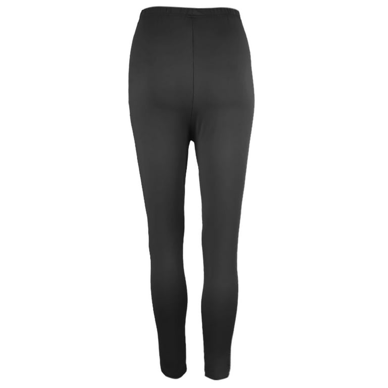 Jalioing Yoga Leggings for Women Stretch Elastic Waist Workout Pant Solid  Color Petite Leg Slim Athletic Pants (X-Large, Black) 