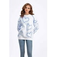 thumbnail image 3 of Heart Print Turtleneck Long Sleeve Loose Fit Sweater (FreeSize, MultiBeige), 3 of 7