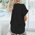 thumbnail image 4 of VERUGU Shirts for Women Fashion Causal Button Solid Blouse Short Sleeve T-Shirt Summer Tops Black L, 4 of 6
