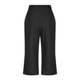 thumbnail image 5 of safuny Women's Cotton Capri Pants Clearance Solid Clothing Retro High Elastic Waist Summer Comfy Trousers Casual Drawstring Sports Fashion Black M, 5 of 6