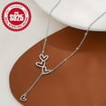 thumbnail image 4 of SUSOLA S925 Sterling Silver Heart Tassel Necklace, Hypoallergenic Clavicle Chain with Cubic Zirconia, Perfect for Mother's Day, Valentine's Day, Weddings, and Daily Wear, 3.5g, Blingbling, Cute, 4 of 8