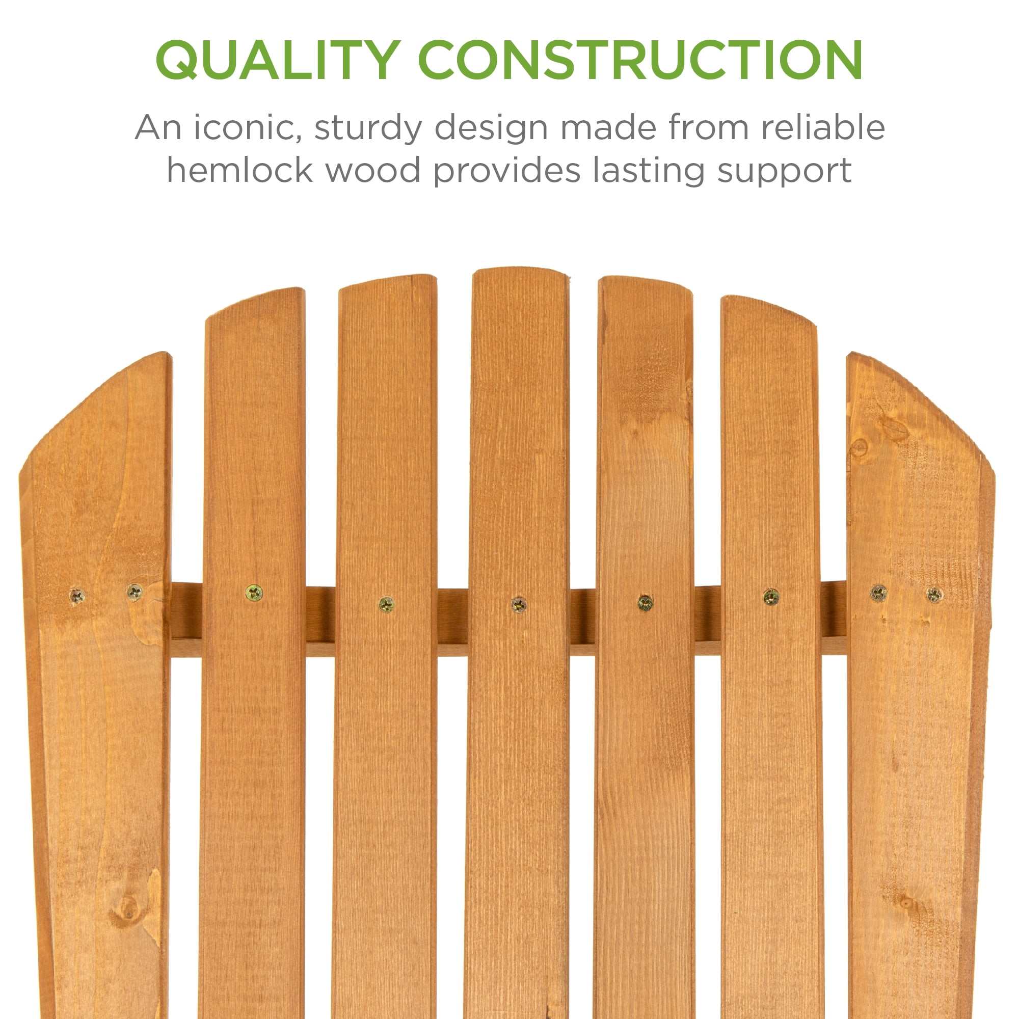 Best Choice Products Folding Adirondack Chair Outdoor, Wooden Accent Lounge Furniture w/ 350lb Capacity - Natural