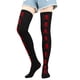 thumbnail image 1 of Nvzi Medias largas hasta el muslo para Halloween, medias por encima de la rodilla, calcetines para festivales de cosplay, cabeza de calavera roja, 1 of 3