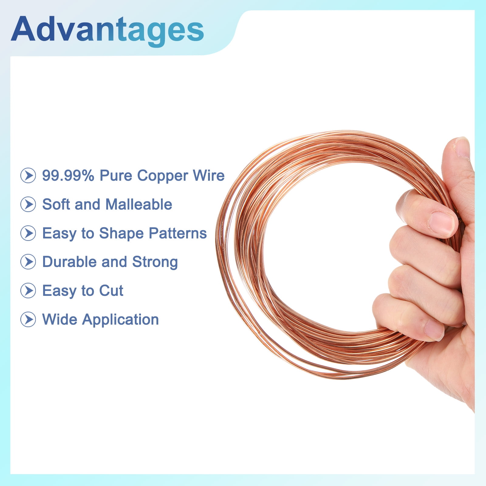 99.99% 14 Gauge 1.6mm Pure Copper Wire 10m/33 ft Soft Craft Copper Wire for Jewelry Making Beading DIY Crafts Supplies, Copper
