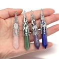thumbnail image 2 of K-KED 20pcs 12x70mm Natural Stone Pendant Quartz Reiki Pendulum Crystal Delicate Jewelry Magic -Gold Sand, 2 of 9