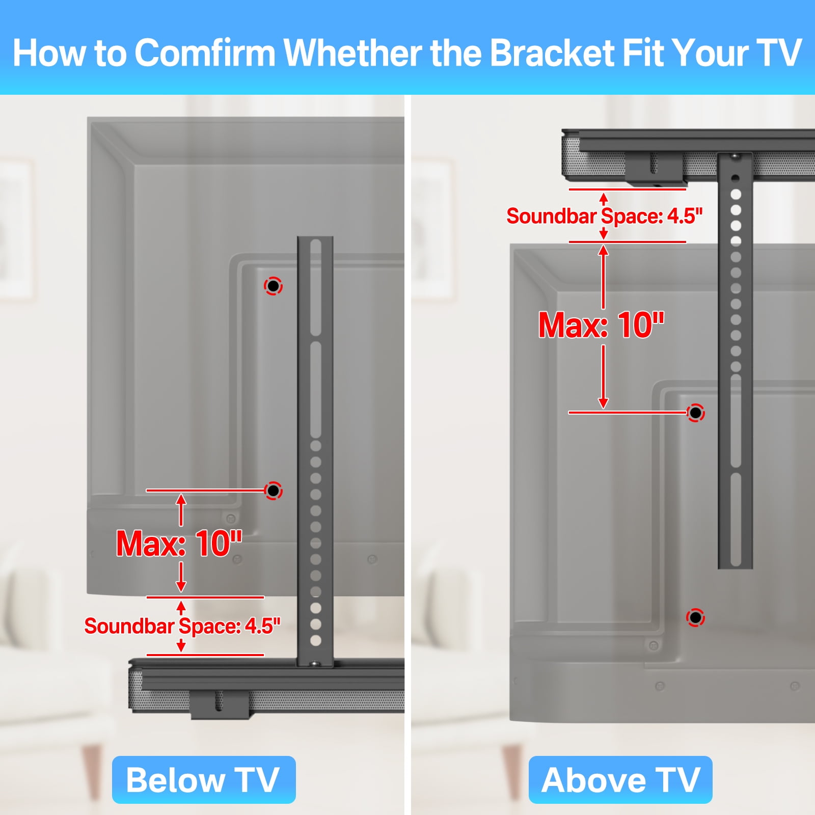 Sound Bar Mounts Under TV for Samsung, Vizio, LG and More Soundbar with Remote Holder - Adjustable Height & Depth Sound Bar TV Bracket Hold Up to 35 Lbs