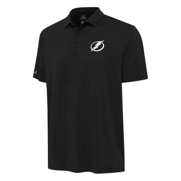 Men's Antigua Black Tampa Bay Lightning Reprocess Polo