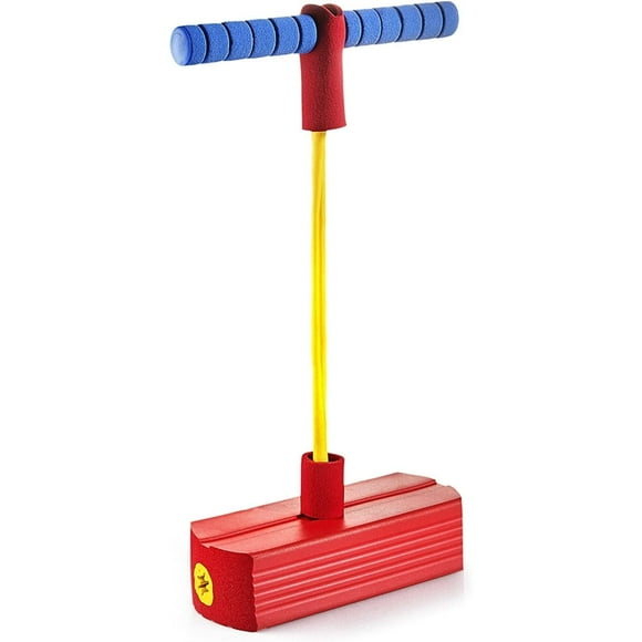 Sautoir Pogo en Mousse pour Enfants - Bâton de Saut Amusant et Sécuritaire - le Bâton Pogo Émet des Sons Couineurs - Supporte jusqu'à 250 Lb