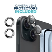 Tech Armor 3 Pack Screen Protector + Camera Lens Protector for iPhone 15 6.1 inch - Ballistic Tempered Glass, Case Friendly, Sensor Protection, HD, 9H Hardness