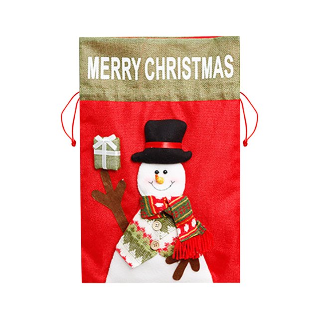 Bolsa de Regalo de Lino para Niños onlyliua con Adornos Navideños Bolsa de Almacenamiento para Dulces