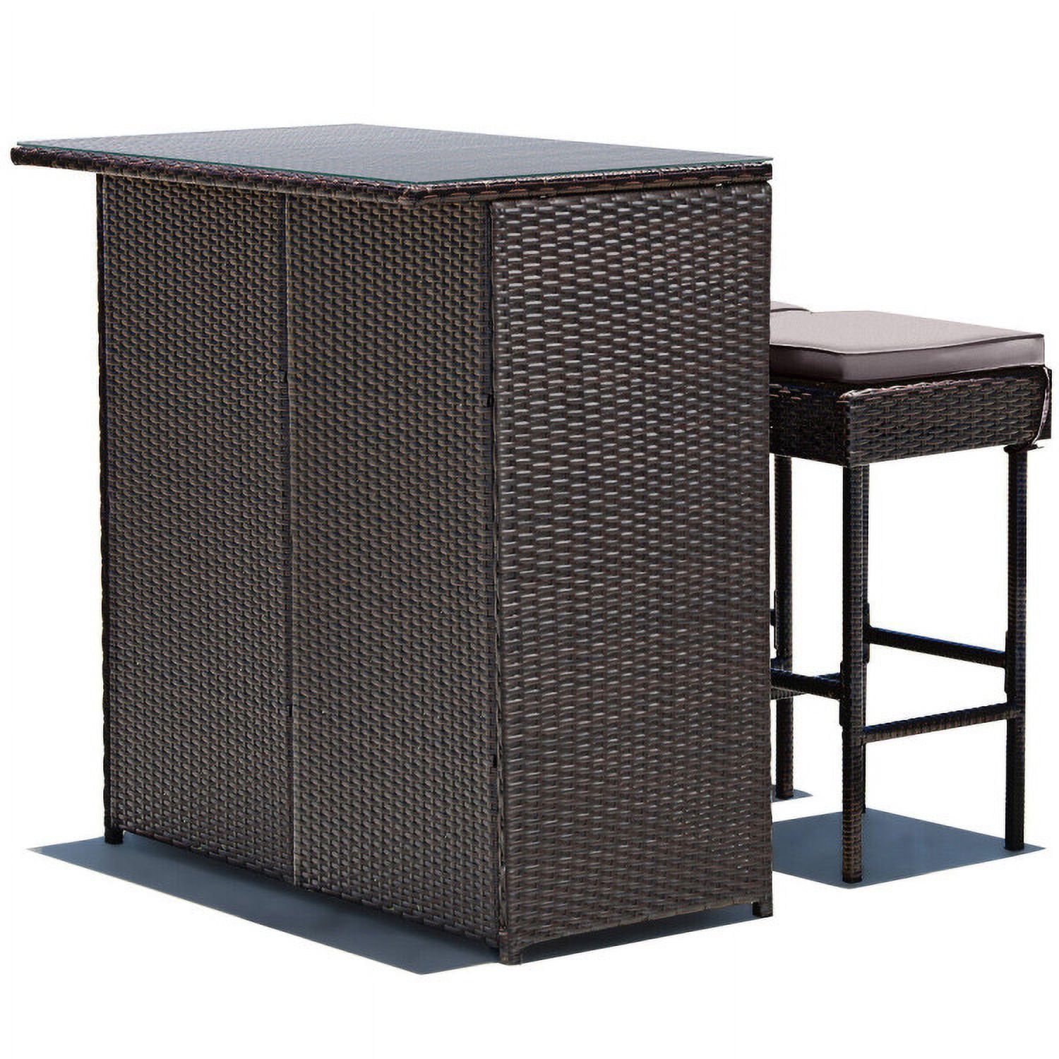 Aimee Lii 3 Pieces Patio Rattan Wicker Bar Table Stools Dining Set, Outdoor Patio Furniture Aimee Lii 3 Pieces Patio Rattan Wicker Bar Table Stools Dining Set, Outdoor Patio Furniture
