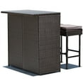 Aimee Lii 3 Pieces Patio Rattan Wicker Bar Table Stools Dining Set