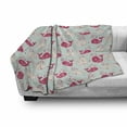 thumbnail image 3 of Whale Soft Flannel Fleece Throw Blanket, Happy Cheerful Whales Pattern in Soft Pastel Tone Effects Love Nature Image, Cozy Plush for Indoor and Outdoor Use, 50" x 70", Mint Peach Pink, by Ambesonne, 3 of 6