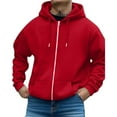 thumbnail image 5 of Mens Long Sleeve Zip-up Hoodie With Kanga Pocket Red 2XL, 5 of 6