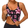 thumbnail image 4 of Haiem Lilies Flowers Pattern Womens Sports Bra - U Neck Padded Low Impact Yoga Bra Workout Crop Top Gym Moisture-Wicking Workout Vest -, 4 of 9