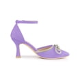 thumbnail image 3 of BLISSFUL STEP Women's Rhiness Bow Ankle Strap Stiletto Heel Pumps, 3 of 6
