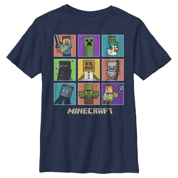 Boys' Husky Minecraft Character Boxes Graphic Tee Navy Blue Medium