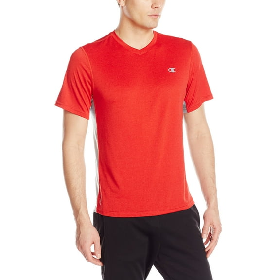 Vapor® Men's Heather V-Neck Tee, Scarlet Heather/Concrete - S