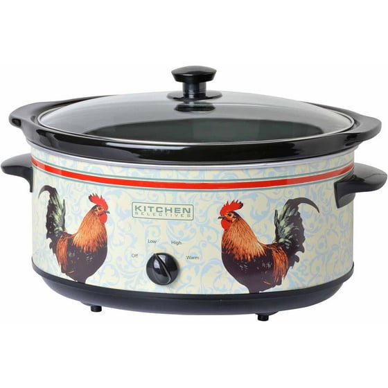 Kitchen Selectives 6.5Quart Oval Slow Cooker, Rooster, Multi