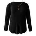 thumbnail image 3 of Bovemsi Plain T Shirts for Women Ladies' Fashionable Casual V Neck Button Long Sleeved Shirt Top Graphic T Shirts, 3 of 9