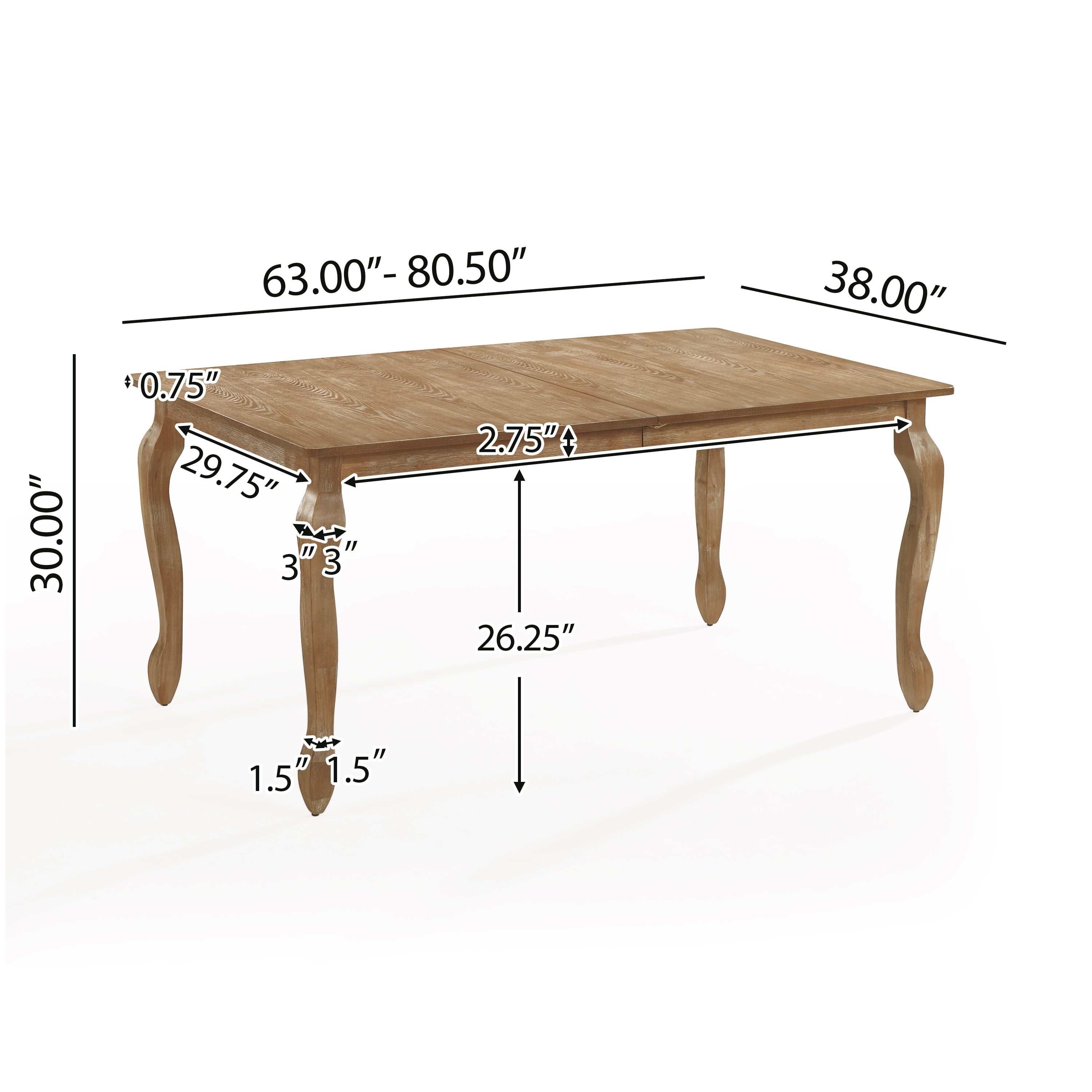 Noble House Bannock Wooden Expandable Dining Table, Natural Brown