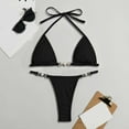 thumbnail image 4 of WEAIXIMIUNG High Neck Swimsuit Women's Solid Multicolor Two Piece Swimsuit Tobikini with Removable Pads No Underwire L, 4 of 4