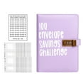 thumbnail image 1 of Carpeta de desafío de 100 sobres Organizador de dinero fácil de ahorrar Libro de ahorros con Púrpura, 1 of 9