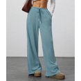 thumbnail image 6 of Women'S Wide Leg Ribbed Knit Pants Drawstring Waist Low Rise Casual Long Trousers L, 6 of 9