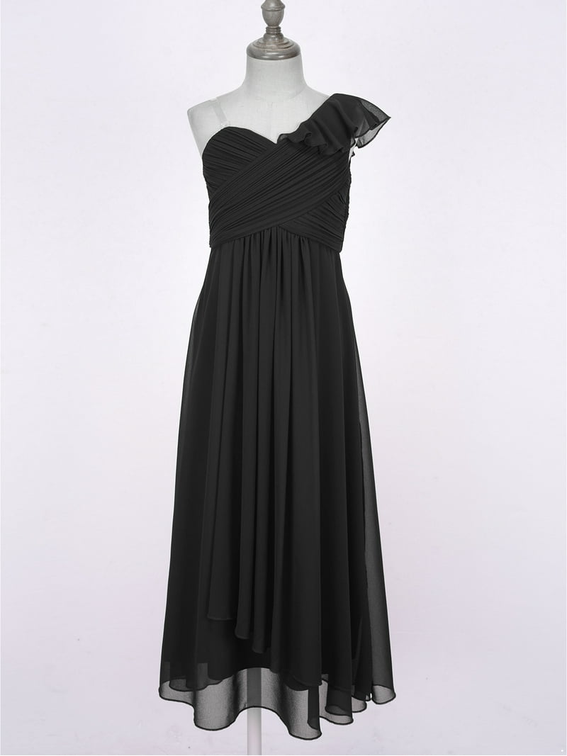 strapless open back dress Black Chiffon Pleated Midi Dress main image 1