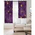thumbnail image 2 of Purple Starry Sky Blackout Curtains for Bedroom Living Room Darkening Curtains 54 Inch Long Yellow Retro Star Short Curtain for Small Window Treatment Thermal Insulated Grommet Drapes 42"x54"x2, 2 of 9