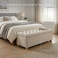 thumbnail image 3 of GOMYHOME 60" Chenille Upholstered Storage Bench, Tufted Flip-Top Ottoman with Wood Legs, Beige, 3 of 7